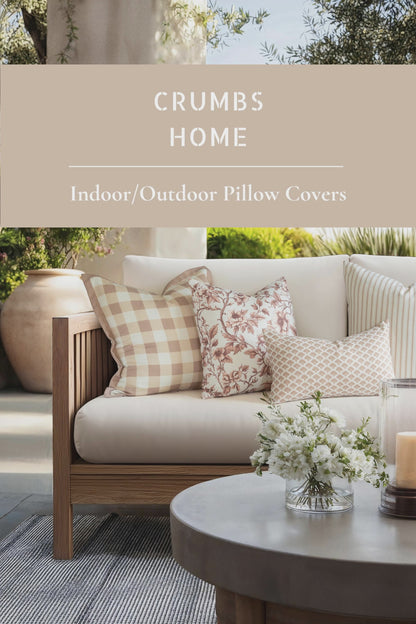 Alessia Indoor Outdoor Lumbar Pillow Cover, Botanical Flowers and Leaves, Ivory Cream Tan, 12"x20"