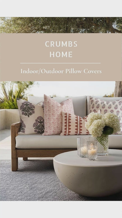 Carmelle Indoor Outdoor Throw Pillow Cover, Striped Dots, Earth Tone Rust Orange Ivory Cream, 20"x20"