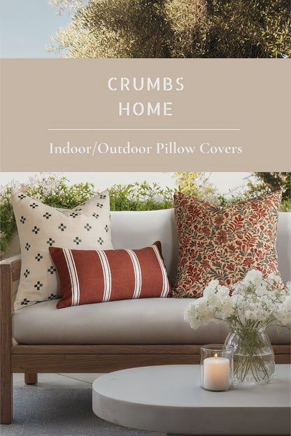 Sophie Indoor Outdoor Throw Pillow Cover, Gingham, Cocoa Brown, 22"x22"