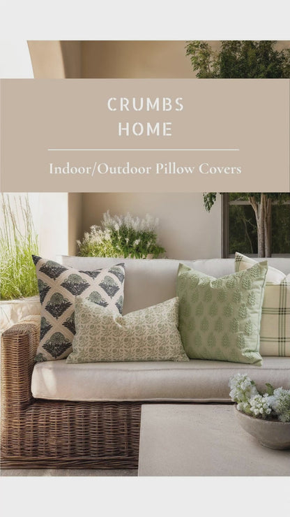 Marigny Indoor Outdoor Lumbar Pillow Cover, Leaves, Light Green, 12"x20"