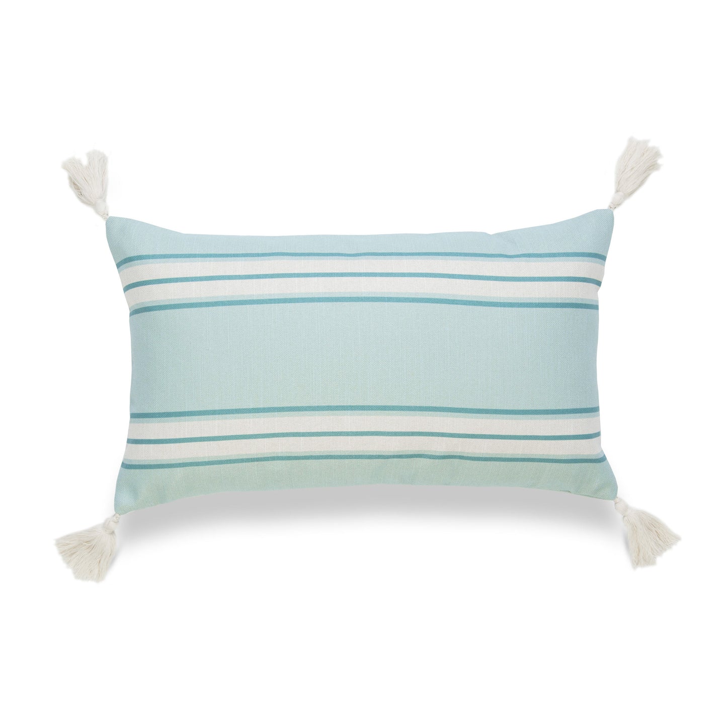 Sunnydaze Indoor/Outdoor Weather-Resistant Polyester Lumbar Decorative Pillow Cover Only with Zipper Closure - 12 inch x 20 inch - Beach Bound Stripe